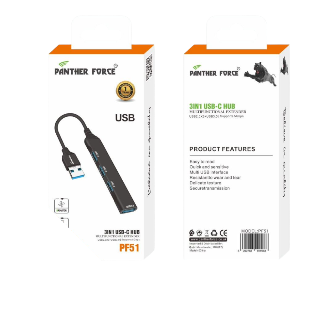 PF51- PANTHER FORCE 3 IN 1 USB-C HUB PF51- PANTHER FORCE 3 IN 1 USB-C HUB